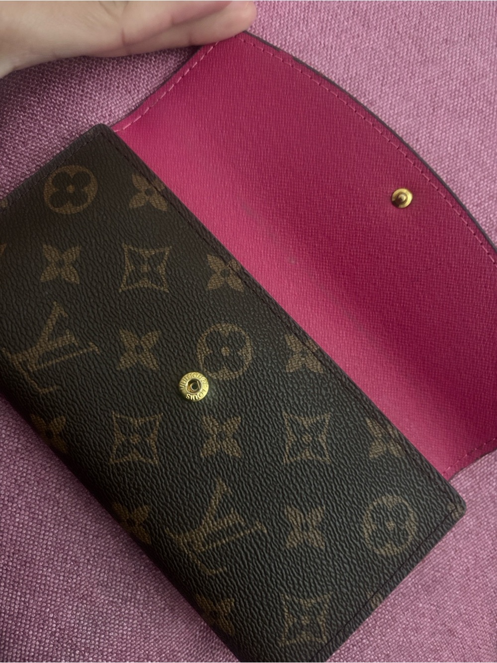 Source Unknown Monogram Key & Card Holder with Pink Interior